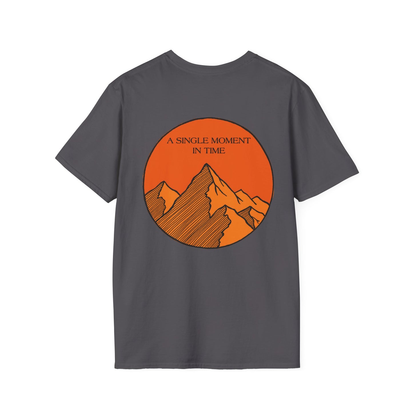 A Single Moment in Time Unisex Softstyle T-Shirt - Mountain Sunset Graphic Tee