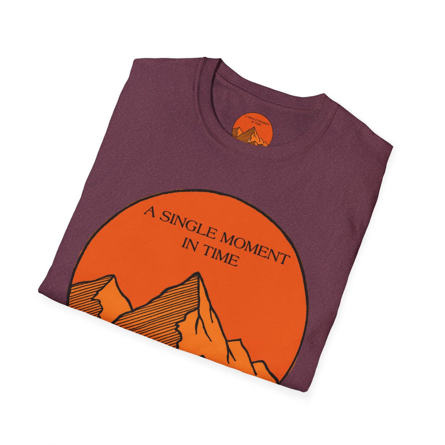 A Single Moment in Time Unisex Softstyle T-Shirt - Mountain Sunset Graphic Tee