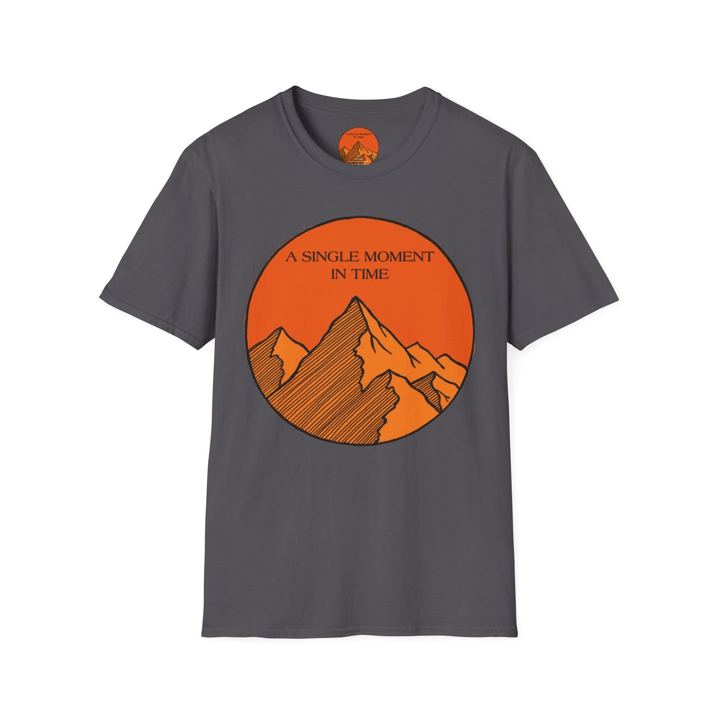 A Single Moment in Time Unisex Softstyle T-Shirt - Mountain Sunset Graphic Tee