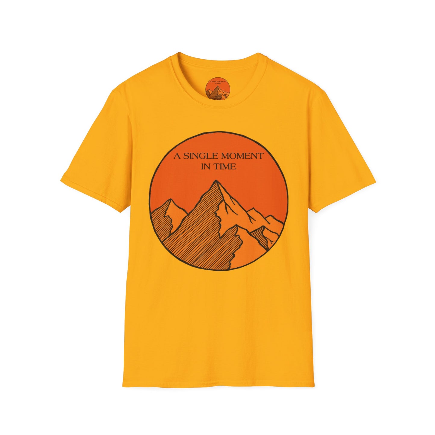 A Single Moment in Time Unisex Softstyle T-Shirt - Mountain Sunset Graphic Tee