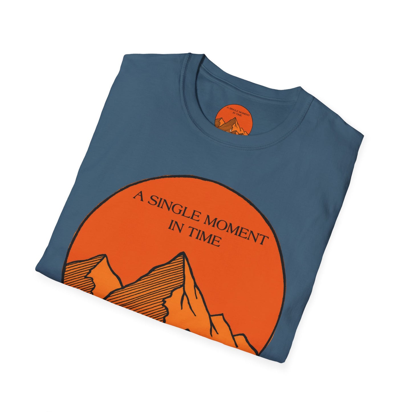 A Single Moment in Time Unisex Softstyle T-Shirt - Mountain Sunset Graphic Tee