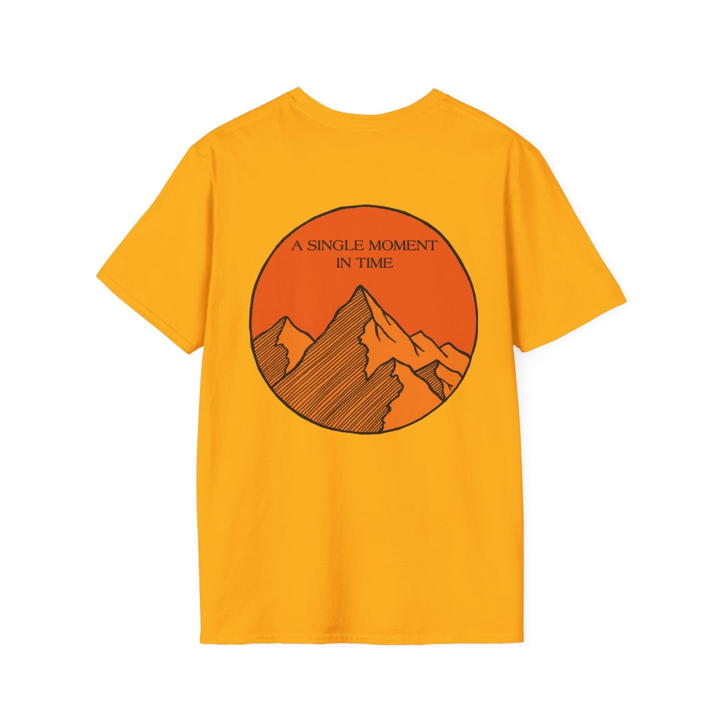 A Single Moment in Time Unisex Softstyle T-Shirt - Mountain Sunset Graphic Tee