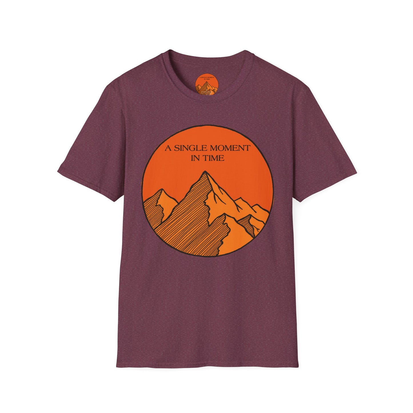 A Single Moment in Time Unisex Softstyle T-Shirt - Mountain Sunset Graphic Tee