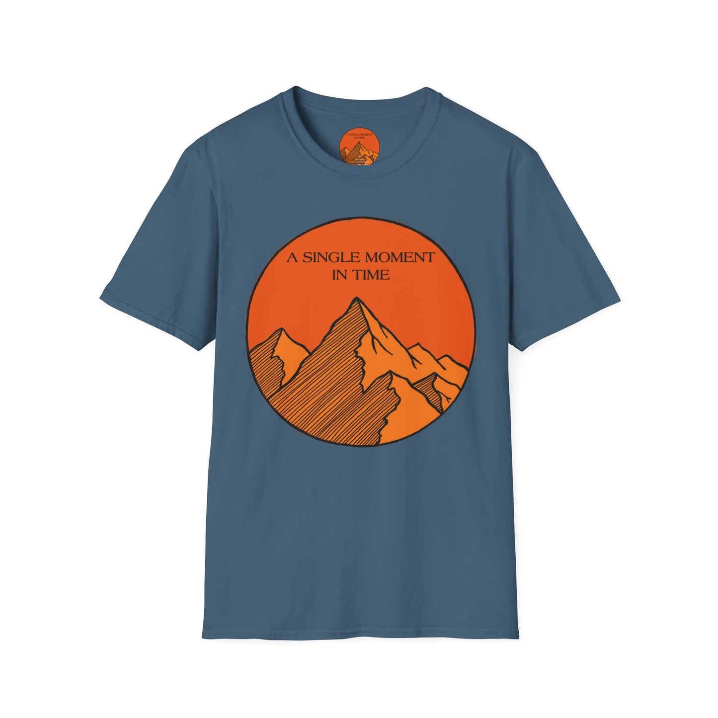 A Single Moment in Time Unisex Softstyle T-Shirt - Mountain Sunset Graphic Tee