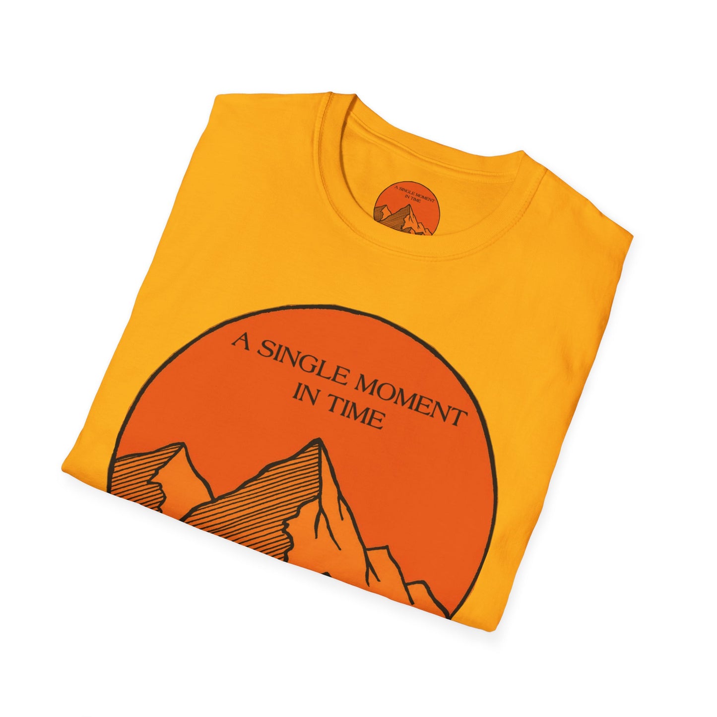 A Single Moment in Time Unisex Softstyle T-Shirt - Mountain Sunset Graphic Tee